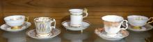 NINE ENGLISH CUPS AND SAUCERS