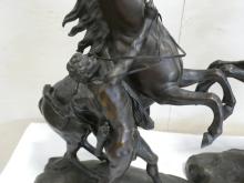 PAIR OF LARGE BRONZE MARLY HORSE SCULPTURES