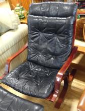 VINTAGE IKEA ARMCHAIR AND FOOTSTOOL