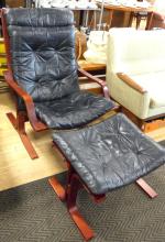 VINTAGE IKEA ARMCHAIR AND FOOTSTOOL