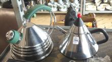 FOUR MCM STAINLESS STEEL KETTLES