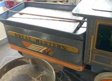 TWO VINTAGE JAPANESE TIN TRAIN TOYS