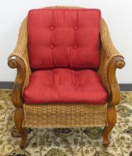 WICKER CHAIR & OTTOMAN