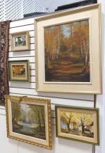 FIVE FRAMED OIL PAINTINGS