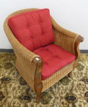 WICKER CHAIR & OTTOMAN