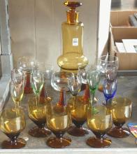 MCM DECANTER SET AND STEMWARE