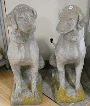 PAIR OF CEMENT "DOG" LAWN ORNAMENTS