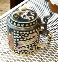 COVERED CASSEROLES, TEAPOT AND STEIN