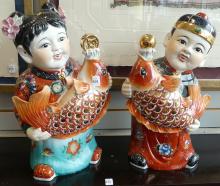 PAIR OF LARGE CHINESE FIGURINES