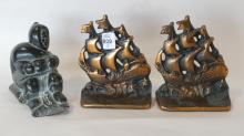 SOAPSTONE CARVING AND BOOKENDS