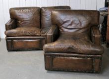 LEATHER SOFA AND CHAIR