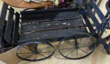 ANTIQUE WAGON AND PAIL BENCH