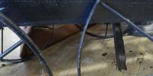 ANTIQUE WAGON AND PAIL BENCH