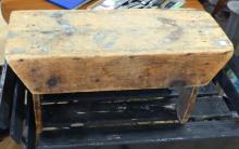 ANTIQUE WAGON AND PAIL BENCH