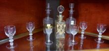 SMALL DECANTERS, LALIQUE AND MOSER CORDIALS