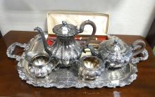 TEA AND COFFEE SERVICE, CARVING SET