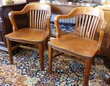 PAIR OF VINTAGE WALNUT ARMCHAIRS