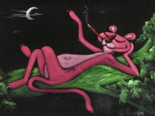 "PINK PANTHER" VELVET PAINTING