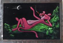 "PINK PANTHER" VELVET PAINTING