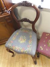 VICTORIAN SIDE CHAIR AND FOOTSTOOL