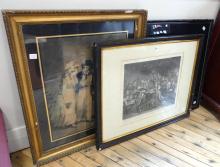 TWO ANTIQUE PRINTS AND ENGRAVING