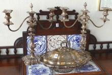 COVERED DISH AND CANDELABRA