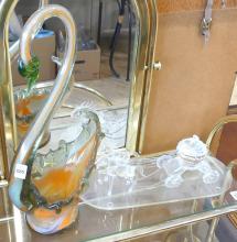 ART GLASS VASE AND CRYSTAL FIGURINE
