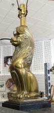 ART DECO BRASS "LION" TABLE LAMP