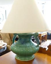TWO ART POTTERY TABLE LAMPS