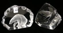 TWO MATS JONASSON PAPERWEIGHTS