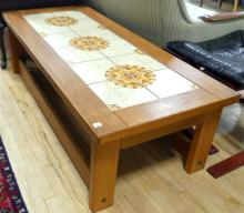 TEAK TILE TOP COFFEE TABLE