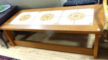 TEAK TILE TOP COFFEE TABLE
