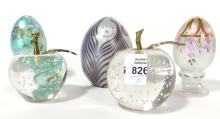 FIVE ART GLASS PAPERWEIGHTS