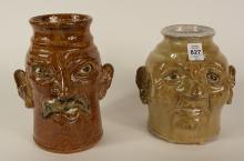 TWO POTTERY "HEAD" VASES