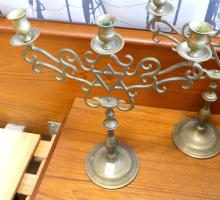 PAIR OF BRASS CANDELABRA