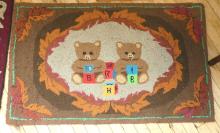 TWO "TEDDY BEAR" HOOKED RUGS