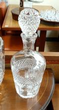 TWO CRYSTAL DECANTERS AND BOWL