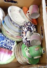 BOX LOT OF CUPS AND SAUCERS, ETC.