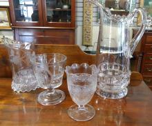 EIGHT PIECES OF ANTIQUE GLASS