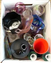 BOX AND BIN OF ART GLASS AND CRYSTAL