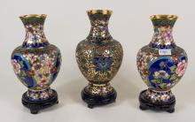 THREE CHINESE CLOISONNE VASES