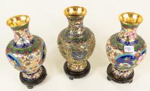 THREE CHINESE CLOISONNE VASES