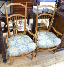 PAIR OF HIGH-BACK ARMCHAIRS