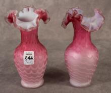 PAIR OF CASED SATIN GLASS VASES