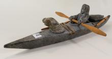 INUIT SOAPSTONE "KAYAKER" CARVING