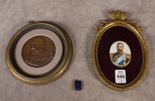 TWO ENGLISH ROYALTY MINIATURES AND PENDANT