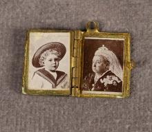 TWO ENGLISH ROYALTY MINIATURES AND PENDANT