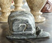 THREE VASES, TWO CARVINGS AND FIGURINE