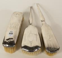 THREE STERLING BRUSHES