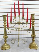 LARGE CANDLESTICKS AND CANDELABRUM